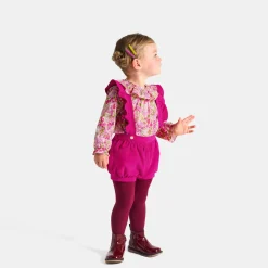 Short bébé fille à bretelles - framboise