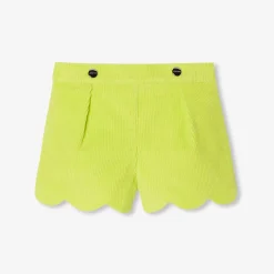 Short bébé fille en velours - lime