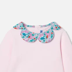 Sweat bébé fille à col Tissu Liberty - rose poudre jacadi