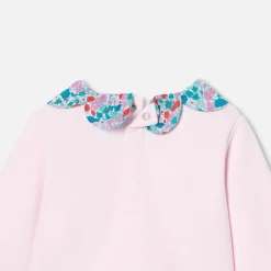 Sweat bébé fille à col Tissu Liberty - rose poudre jacadi