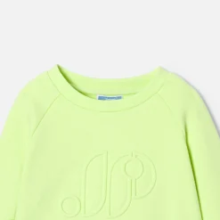 Sweat enfant fille en maille piquée - vert anis