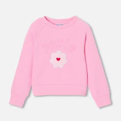 Sweat enfant fille en maille piquée - rose tendre