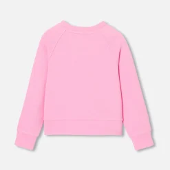 Sweat enfant fille en maille piquée - rose tendre