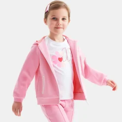 Sweat zippé enfant fille - rose tendre