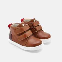 Tennis montantes bébé garçon en cuir lisse - naturel