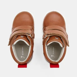 Tennis montantes bébé garçon en cuir lisse - naturel