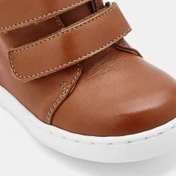Tennis montantes bébé garçon en cuir lisse - naturel