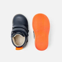Tennis montantes bébé garçon en cuir lisse - marine jacadi