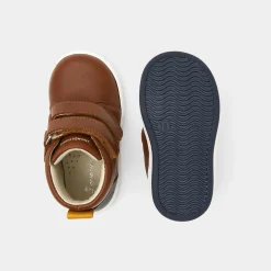 Tennis montantes bébé garçon en cuir lisse - naturel