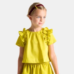 Top enfant fille en taffetas - lime