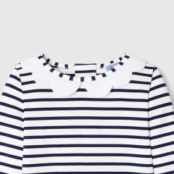 T-shirt de protection UV UPF 40+ et culotte de bain bébé fille - marine/blanc