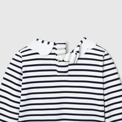 T-shirt de protection UV UPF 40+ et culotte de bain bébé fille - marine/blanc