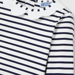 T-shirt de protection UV UPF 40+ et culotte de bain bébé fille - marine/blanc