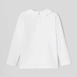 T-shirt enfant fille à col festonné - blanc jacadi