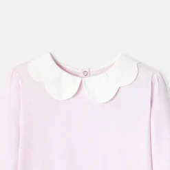 T-shirt enfant fille à col festonné - rose poudre jacadi