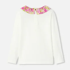 T-shirt enfant fille à collerette - blanc doux jacadi
