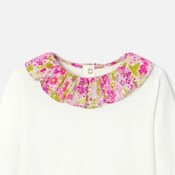 T-shirt enfant fille à collerette - blanc doux jacadi