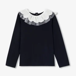T-shirt enfant fille à collerette - marine jacadi