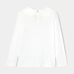 T-shirt enfant fille à double col - blanc jacadi