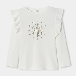 T-shirt enfant fille manches longues - blanc doux jacadi