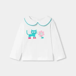 T-shirt manches longues bébé fille - blanc jacadi