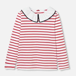 T-shirt rayé enfant fille - blanc/rouge