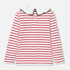 T-shirt rayé enfant fille - blanc/rouge