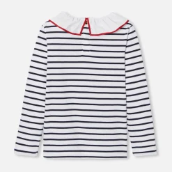 T-shirt rayé enfant fille - blanc/marine
