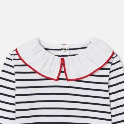 T-shirt rayé enfant fille - blanc/marine