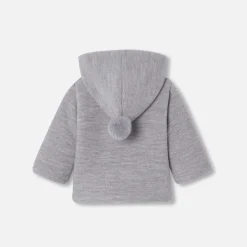 Veste burnous en tricot bébé - gris chine clair jacadi