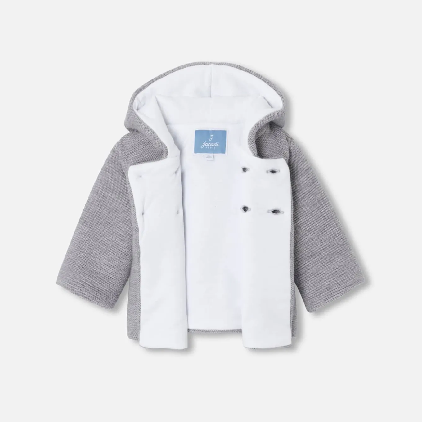 Veste burnous en tricot bébé - gris chine clair jacadi
