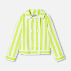 Veste courte enfant fille - blanc/vert