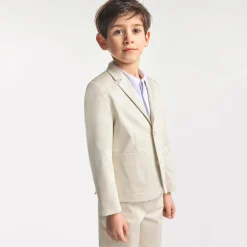 Veste enfant garçon en satin de coton - blanc casse